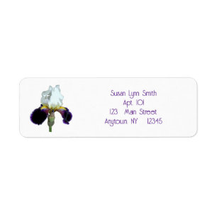 Purple and White Iris Return Labels