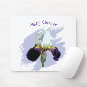Purple and White Iris Square Mouse Pad