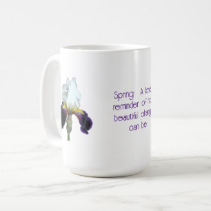 Purple and White Iris with Quote Coffee Mug
