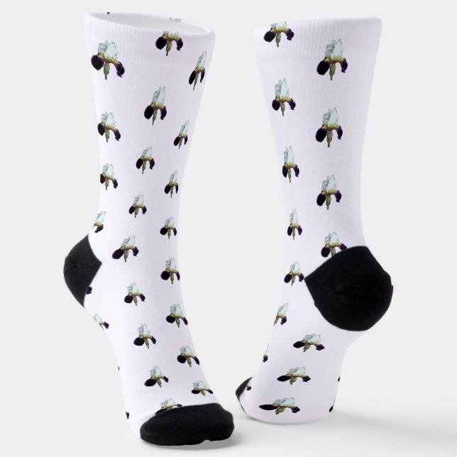Purple and White Iris Women's Socks (Angled)