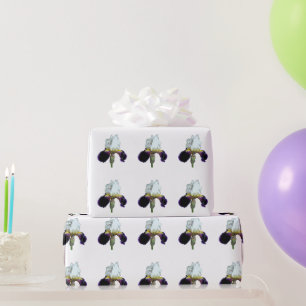 Purple and White Iris Wrapping Paper Roll