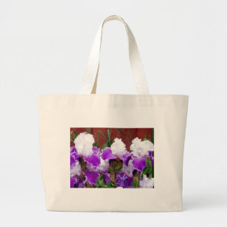 Purple and White Irises Large Tote Bag