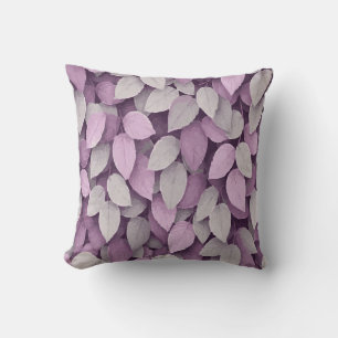 Purple and White Leaf Pattern Modern Botanical Cushion