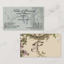 Purple and White Lilacs with Bird Chinese Antique