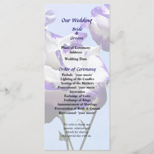 Purple and White Lisianthus Wedding Program