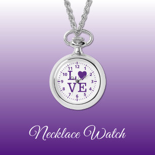 Purple and white Love Necklace Watch
