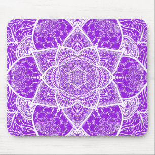 Purple and White Mandala - Loergann in Anemone Mouse Pad