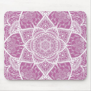 Purple and White Mandala - Loergann in Clover Mouse Pad