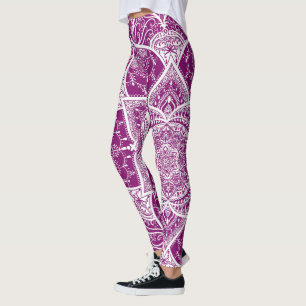 Purple and White Mandala - Loergann in Dahlia Leggings
