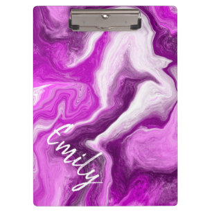Purple and White Marble Swirls Personalised  Clipboard