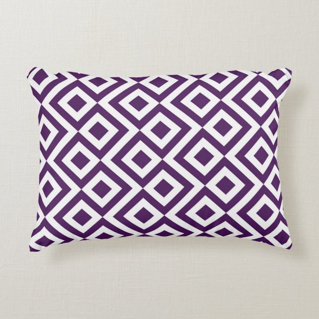 Purple and White Meander Decorative Cushion (Front)