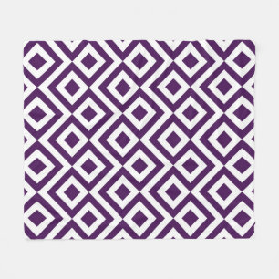 Purple and White Meander Fleece Blanket