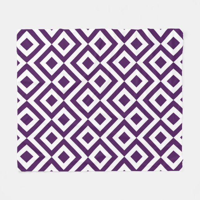 Purple and White Meander Fleece Blanket (Front (Horizontal))