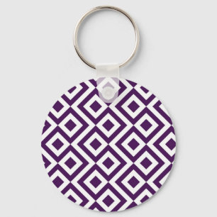 Purple and White Meander Key Ring