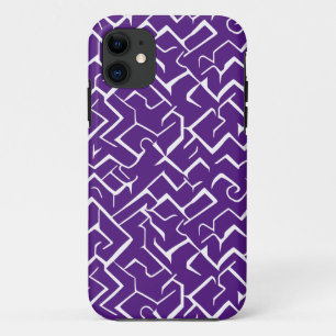 Purple and White Meander Pattern Modern Maze iPhone 11 Case
