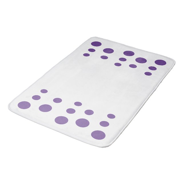 Purple and white Modern Bubbles Dots Bath Mat (Angled)