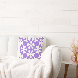 Purple and White Modern Geometric Floral Pattern Cushion