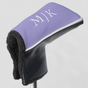 Purple and White Modern Monogram Golf Head Cover