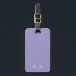 Purple and White | Modern Monogram Luggage Tag<br><div class="desc">This modern luggage tag design features a Purple background,  with your initials in bold white text for a look that is simple and stylish,  yet professional.</div>