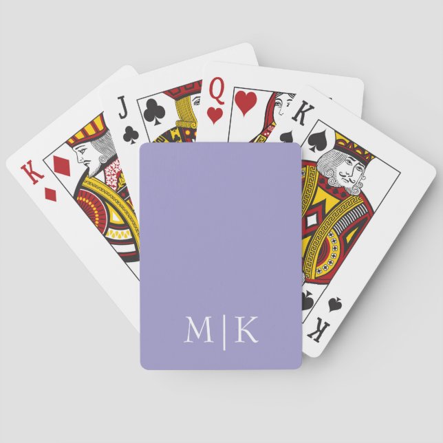 Purple and White | Modern Monogram Playing Cards (Back)