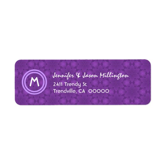 Purple and White Modern Monogram Return Address Label