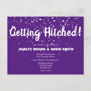 Purple and White Modern Wedding Invitation Postcard