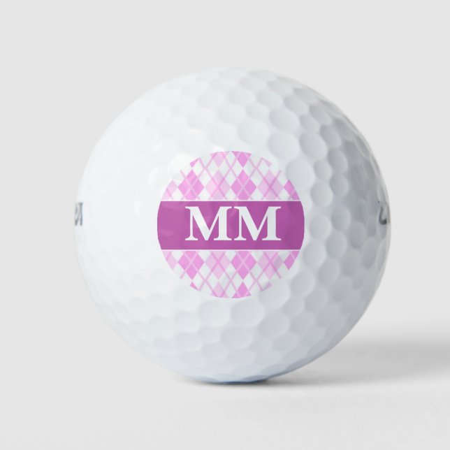 Purple and White Monogram Initial  Golf Balls (Front)