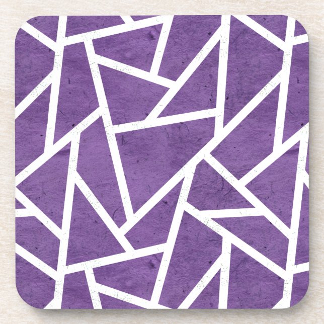 Purple and white mosaic pattern coaster (Front)
