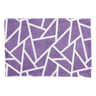 Purple and white mosaic pattern pillowcase