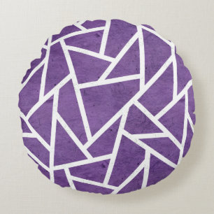 Purple and white mosaic pattern round cushion