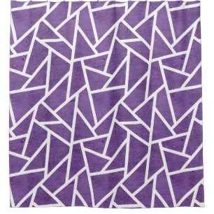 Purple and white mosaic pattern shower curtain