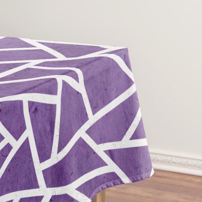 Purple and white mosaic pattern tablecloth (In Situ)