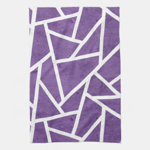 Purple and white mosaic pattern tea towel