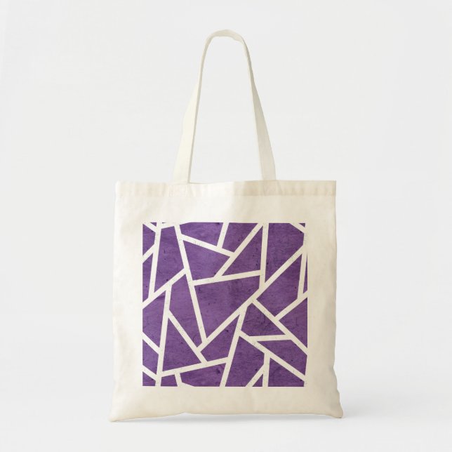 Purple and white mosaic pattern tote bag (Front)