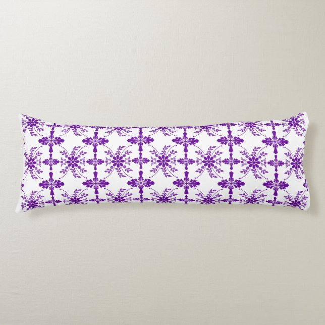 Purple And White Old English Floral Body Cushion (Front)