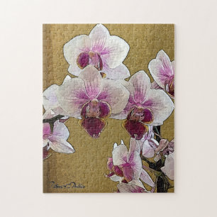 Purple and White Orchid Dry Brush Jigsaw Puzzle