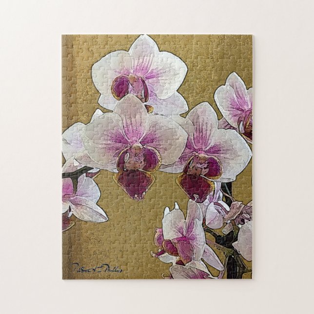 Purple and White Orchid Dry Brush Jigsaw Puzzle (Vertical)