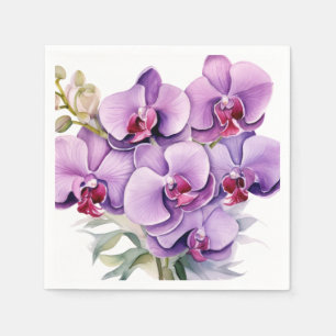 Purple and White Orchids Wedding Napkin