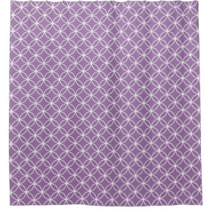 Purple and White Overlapping Circles Pattern Shower Curtain