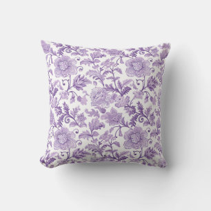 Purple and White Paisley Pattern Cushion