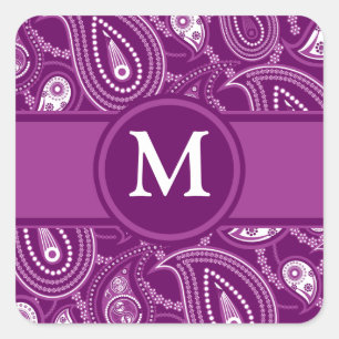Purple and White Paisley Square Sticker