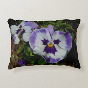 Purple and White Pansies Colourful Floral Decorative Cushion