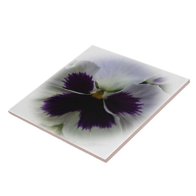 Purple and white pansy ceramic tile (Side)