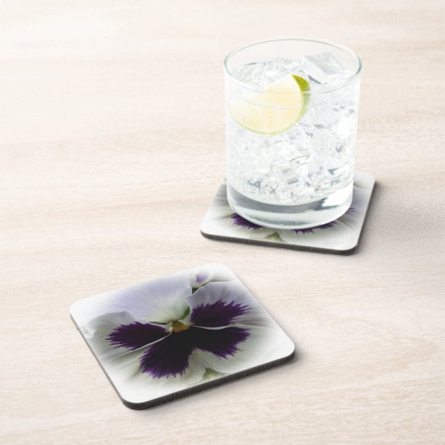 Purple and white pansy coaster (Right Side)