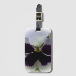 Purple and white pansy luggage tag