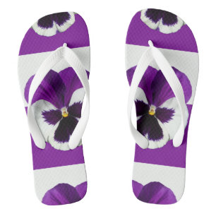 Purple and White Pansy Thongs