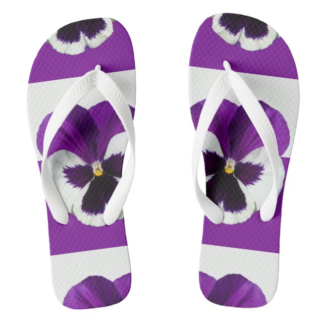 Purple and White Pansy Thongs (Footbed)