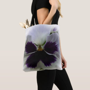 Purple and white pansy tote bag