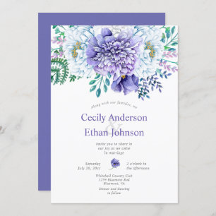 Purple and White Peonies Floral Wedding Invitation