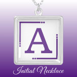 Purple and white personalised initial silver plated necklace<br><div class="desc">Personalised necklace /  pendant.
Add your initial.
Colour scheme: purple and white</div>